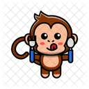 Cute Monkey Eating With Cutlery  Icon