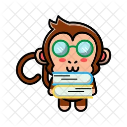Cute monkey holding book  Icon