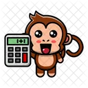 Cute monkey holding calculator  Icon