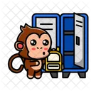 Cute monkey keeps bag in locker  アイコン