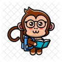 Cute monkey reading book  アイコン