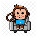 Cute Monkey Sitting On Couch  Icon