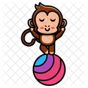 Cute Monkey Standing In Ball  Icon