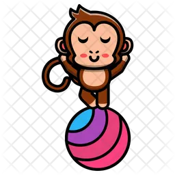 Cute Monkey Standing In Ball  Icon