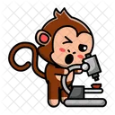 Cute monkey using microscope  Icon