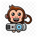 Cute monkey with projector  Icon