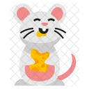 Cute Mouse Eating Cheese  Icon