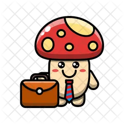 Cute mushroom as a businessman Emoji Icon