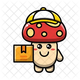 Cute mushroom as a courier Emoji Icon