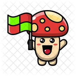 Cute mushroom as line judge Emoji Icon