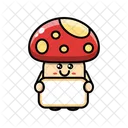 Cute Mushroom Holding Blank Board Plant Fungus Icon