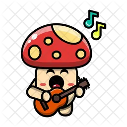 Cute mushroom playing guitar Emoji Icon