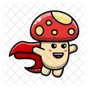 Cute Mushroom Superhero Character Plant Fungus Icon