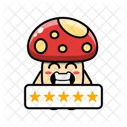 Cute mushroom with five stars Emoji Icon