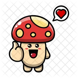 Cute mushroom with love heart Emoji Icon