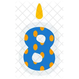 Cute Number Eight Party Candle  Icon