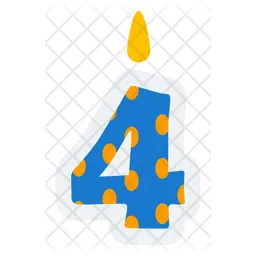 Cute Number Four Party Candle  Icon