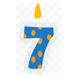 Cute Number Seven Party Candle  Icon