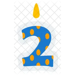 Cute Number Two Party Candle  Icon