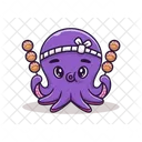 Cute Octopus With Takoyaki  Icon