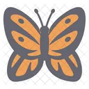 Cute Orange with Dark Grey Ornament Butterfly  Front  Icon