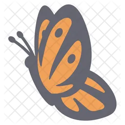 Cute Orange with Dark Grey Ornament Butterfly  Side  Icon