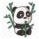 Cute Panda with bamboo sticks  Icon