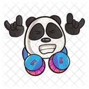 Cute panda with headphone  Icon