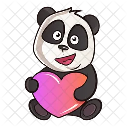 Cute panda with heart  Icon