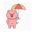 Cute pig with umbrella  Icon
