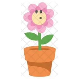 Cute Pink Flower Character  Icon