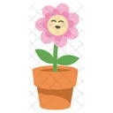 Cute Pink Flower Character  Icon