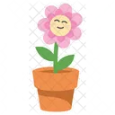 Cute Pink Flower Character  Icon