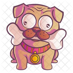 Cute pug holding a bone with mouth  Icon