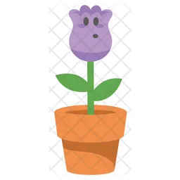 Cute Purple Flower Character  Icon