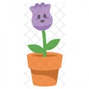 Cute Purple Tulip Flower Character  Icon