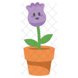 Cute Purple Tulip Flower Character  Icon