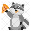 Cute Raccoon Eating Pizza  Icon