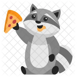 Cute Raccoon Eating Pizza  Icon