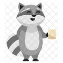 Cute Raccoon Holding Mug  Icon