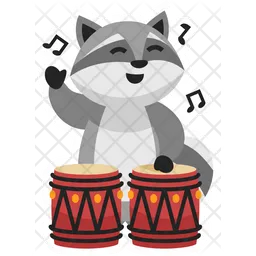 Cute Raccoon Playing a Drum  Icon