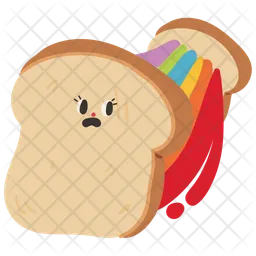 Cute rainbow cheese sandwich character  Icon