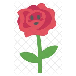 Cute Red Rose Flower Character  Icon