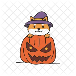 Cute shiba inu in a hat with a pumpkin  Icon