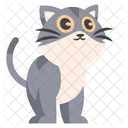 Cute Standing Grey Cat  Icon