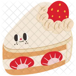 Cute strawberry shortcake slice character  Icon