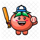 Cute tomato as a baseball player  Icon