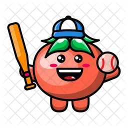 Cute tomato as a baseball player Emoji Icon