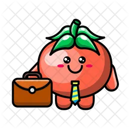 Cute tomato as a businessman Emoji Icon