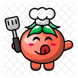 Cute tomato as a chef Emoji Icon